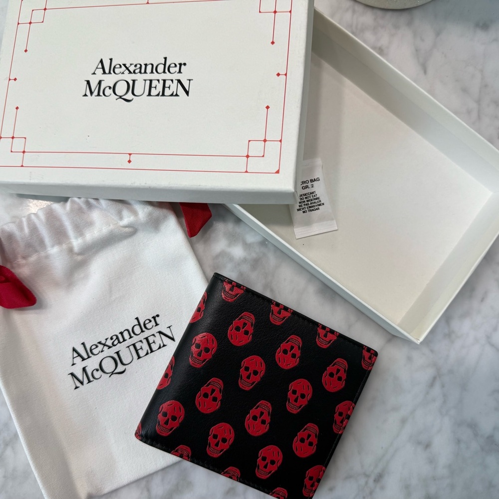 Alexander McQueen Black and Red Skull Wallet